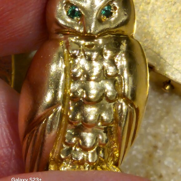 RARE VINTAGE MONICA RICH KOSANN WISDOM OWL TSAVORITE 18k GOLD CHARM PENDANT - Picture 10 of 10